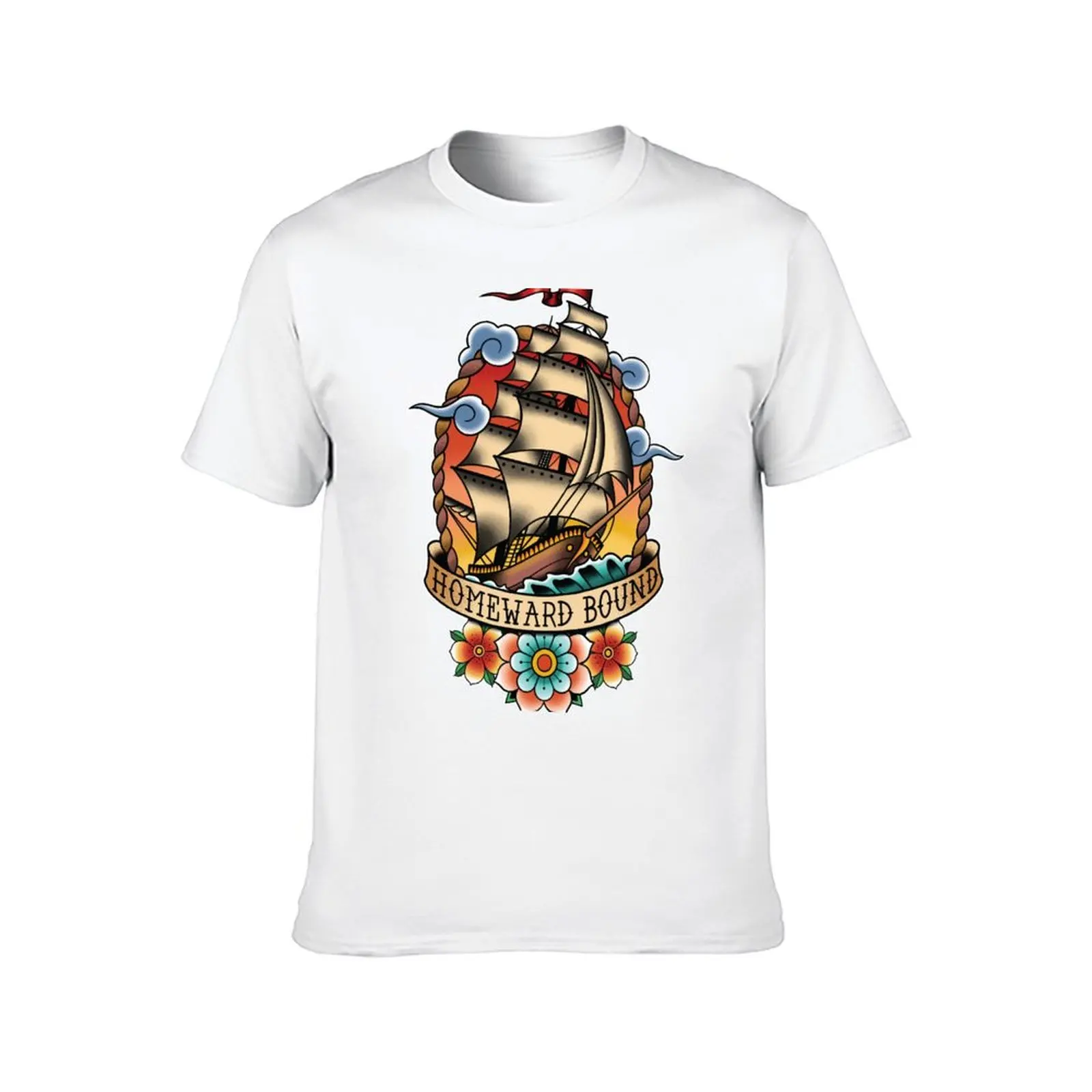 Homeward Bound Traditional Tattoo Sailing Ship T-Shirt man clothes new edition valentines clothes clothing for men