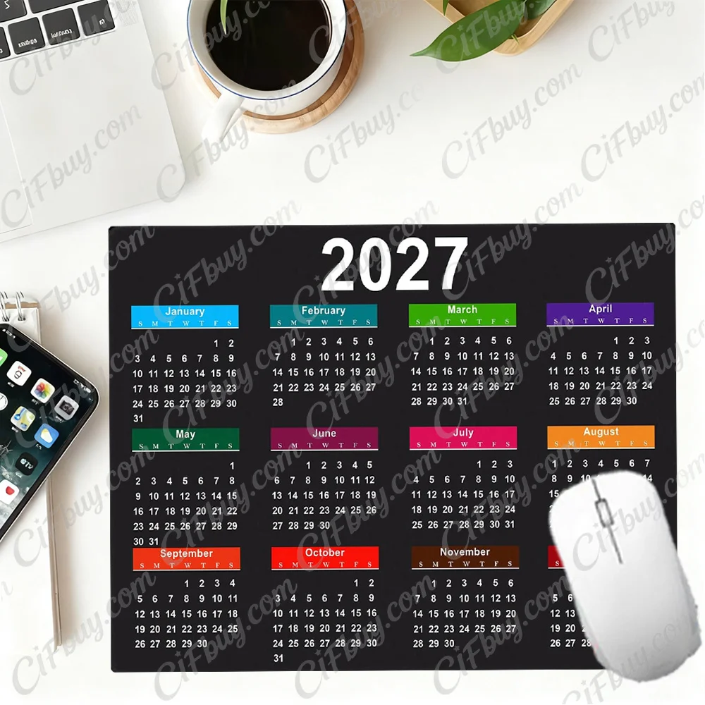 CIFbuy Mouse Pad Smooth Gaming Surface Fast Tracking Anti Slip Rubber Base Durable Desk Mat for PC Office Gamer 2027 Calendar