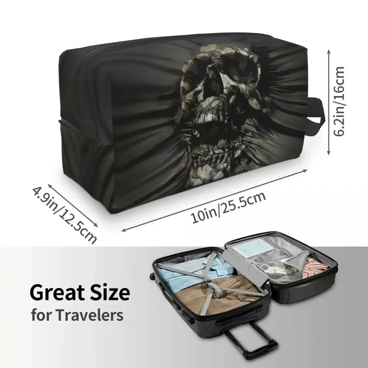 Custom Horror Skull Wrap Toiletry Bag Women Gothic Death Skeleton Cosmetic Makeup Organizer Ladies Beauty Storage Dopp Kit Case