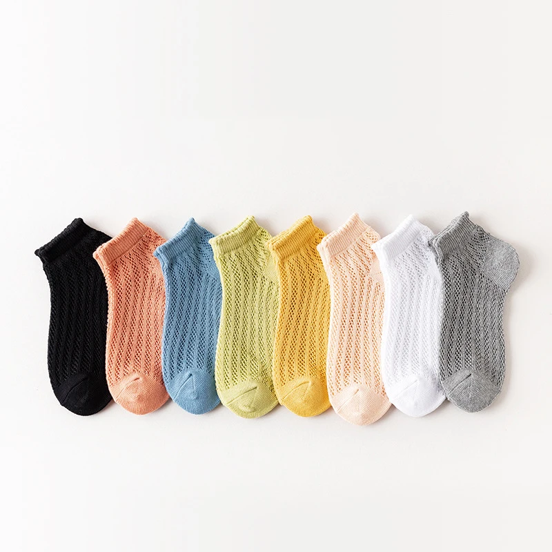 Bas d'été en maille fine pour femmes, chaussettes en coton, mignon, baril, ventilé, style doux, document bonbon