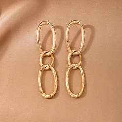 Earrings For Women Simple Metal Geometric Circle Chain Long Fringed Ear Accessories Holiday Party Gift Fashion Jewelry DE119