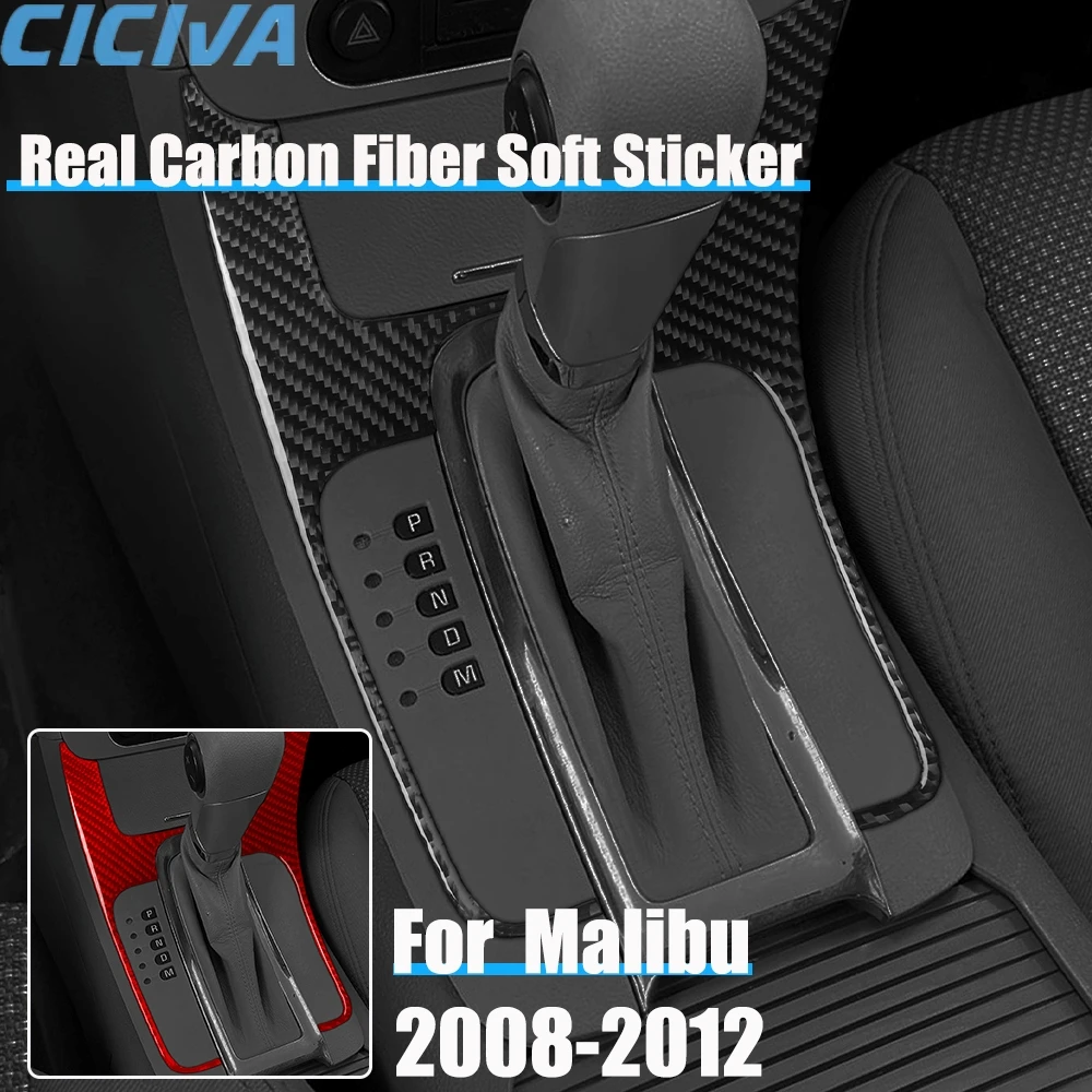 

Real Carbon Fiber Car Accessories Center Gear Shift Frame Trim Cover Soft Sticker For Chevrolet Malibu 2008 2009 2010 2011 2012