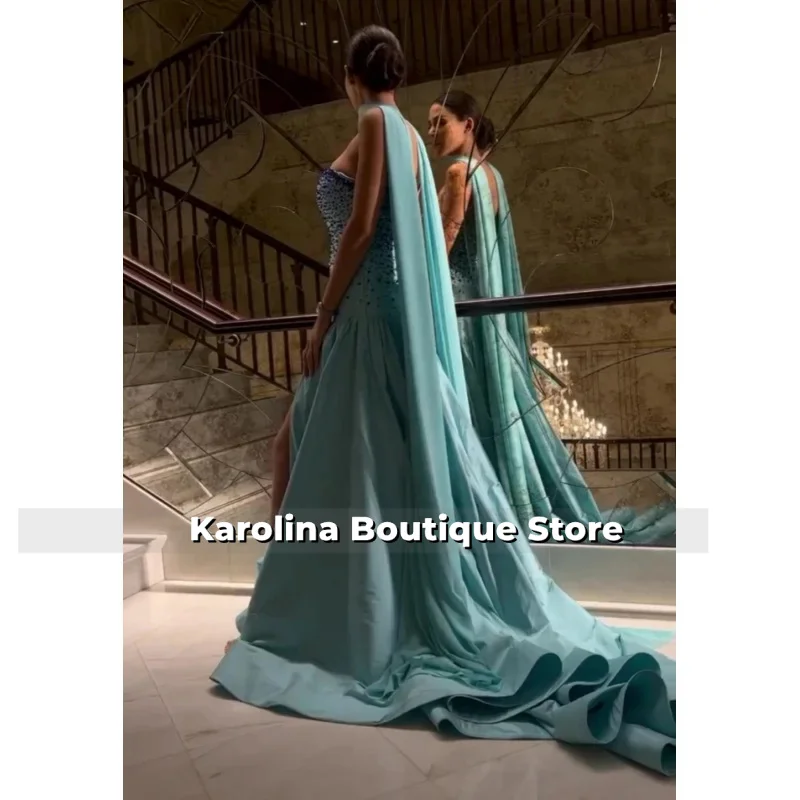 Strapless Prom Dresses A-Line Plus size Formal Dress Sleeveless Evening Gown Beading Open Leg Party Gowns customized