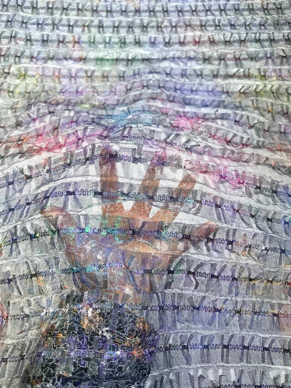 

1 yard Designer customized wedding dress cheongsam fabric for material 3D mesh patch printing and dyeing sequins fabric