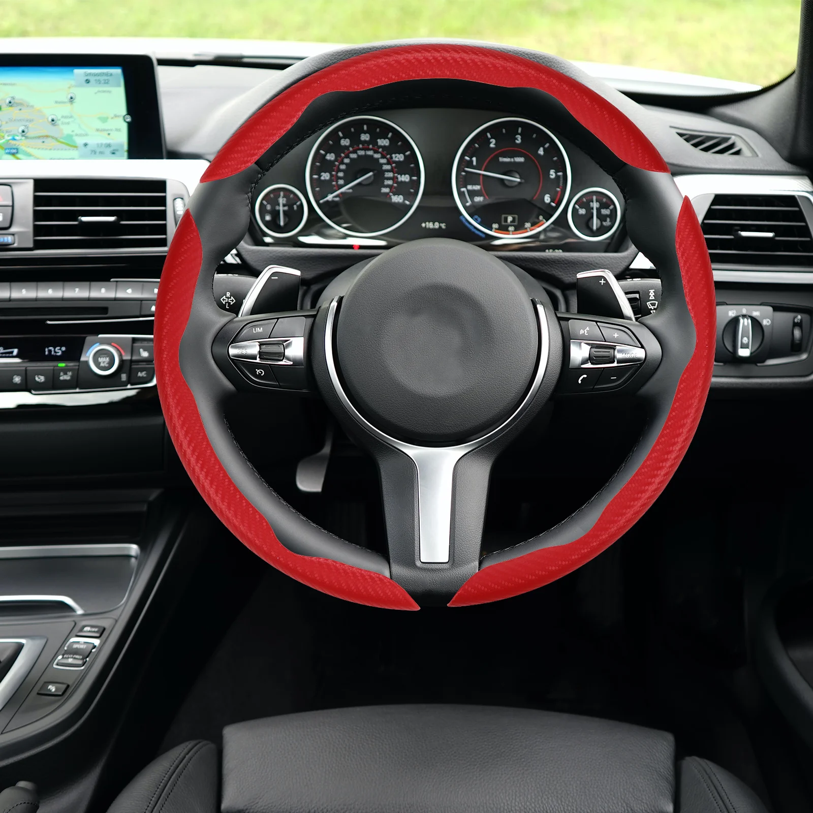 

3Pcs Carbon Fiber Anti-Skid Steering Wheel Covers Universal Fit 32Cm Interior Car Accessories Anti-Slip Grip for Cars Suvs