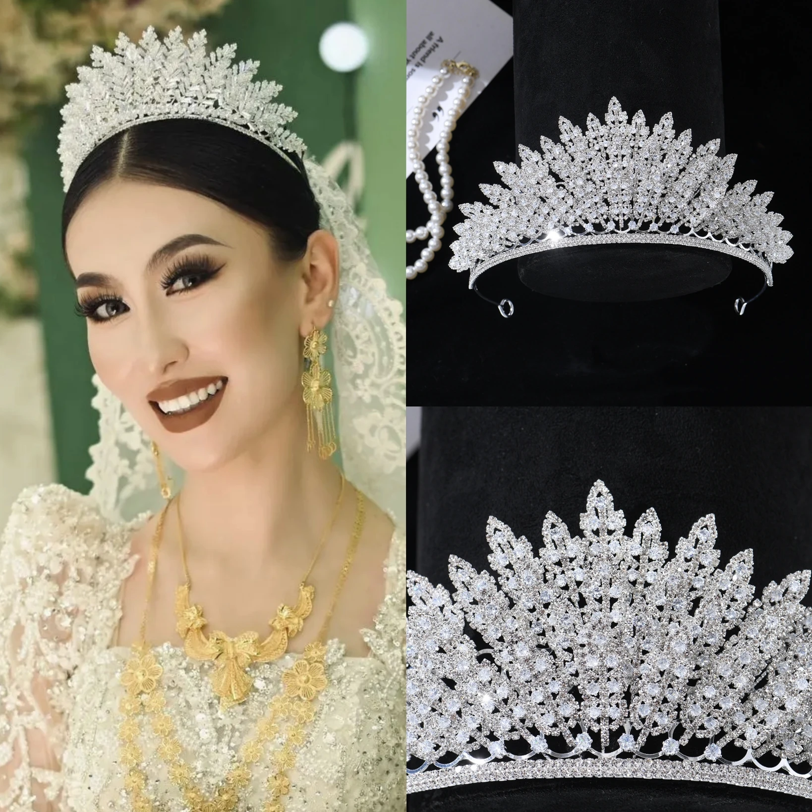 European and American Light Luxury Zircon Bridal Charm Crown Baroque Ball Dress Princess Headwear Stage Banquet Hair Accessories