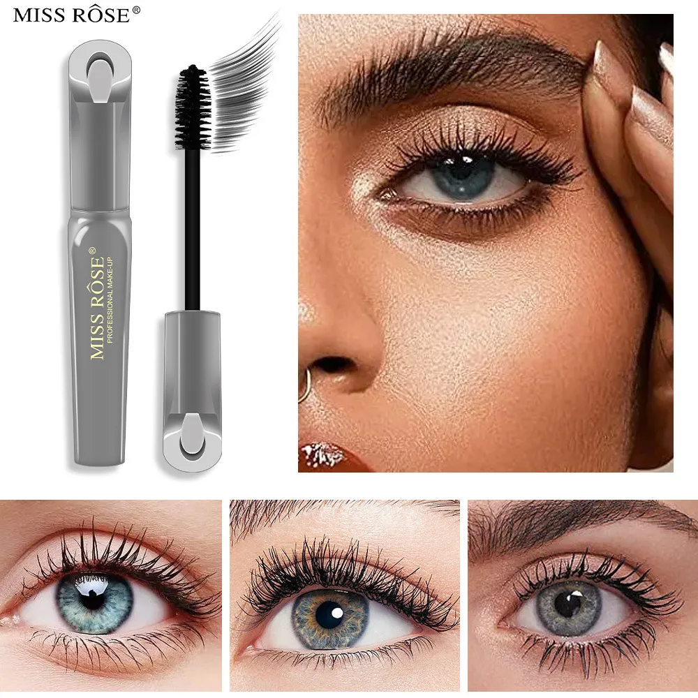 MISS ROSE Plumping Brush Head Natural Curling Black 4D Mascara Make-up Enlarge Eye Thicker Curled Longer Lashes Mascara Cosmetic