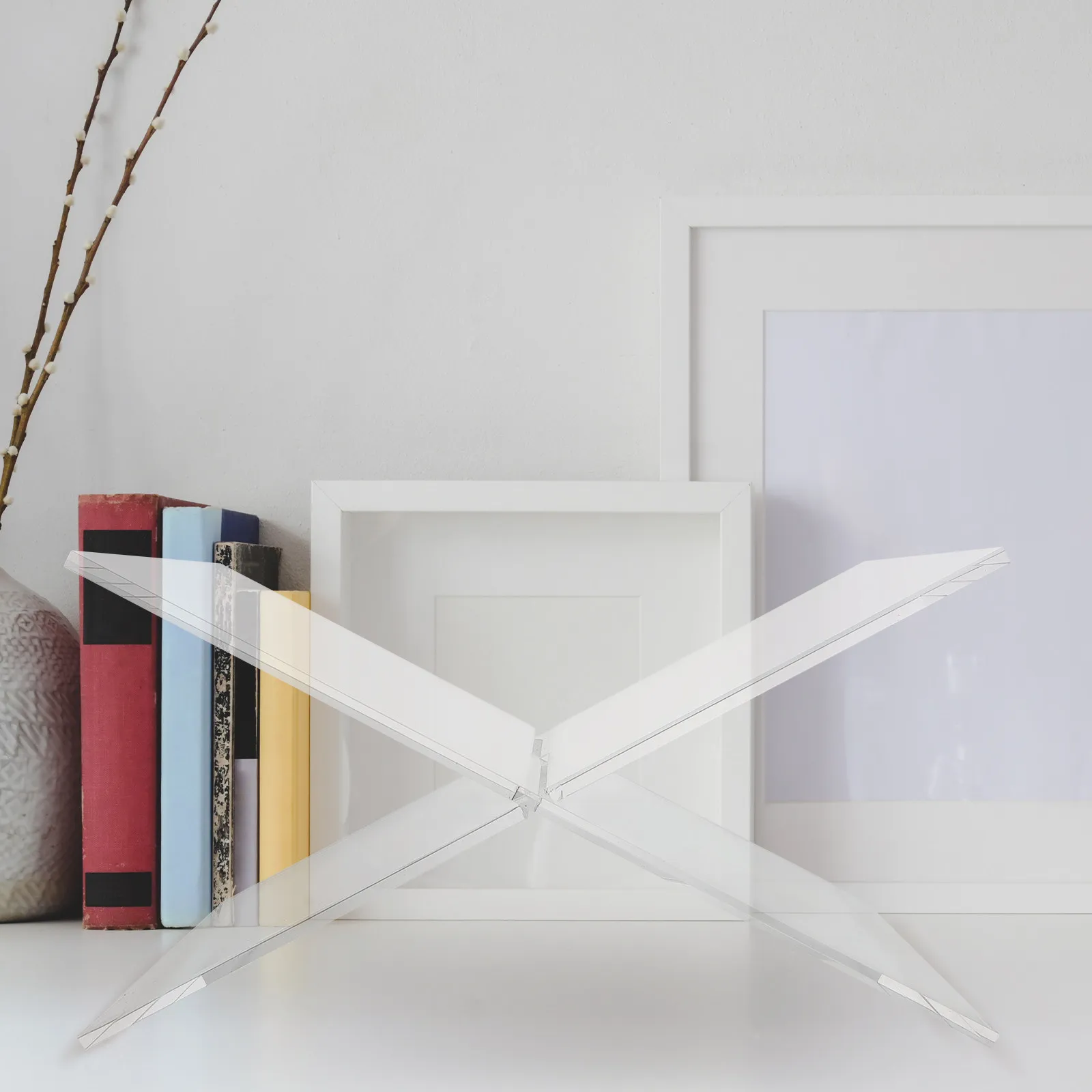 

Versatile Desktop Book Rack Transparent Acrylic Reading Stand Compact Creative Design for Home Office Classroom Library Multiple