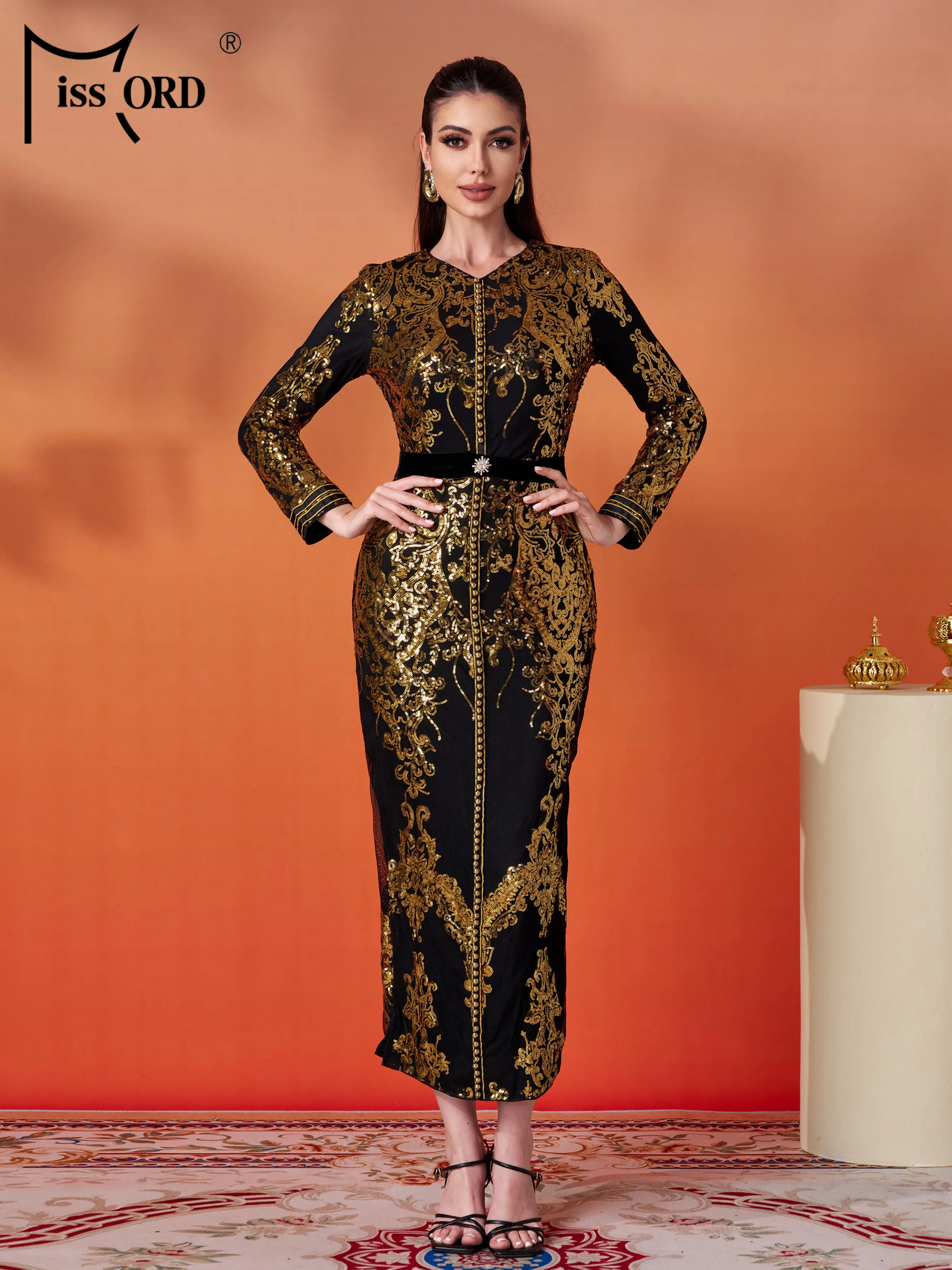 Missord Nieuwe Pailletten Avondjurk Verjaardagsfeestje Moslim Midden-Oosten Chique Elegante Elegante Mooie Hoge Kwaliteit Luxe Jurk