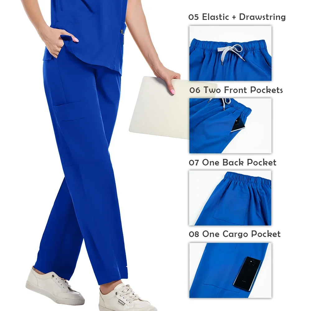 Scrubs Uniform Suit Short Sleeve V-neck Tops+jogger Pants Set Nursing Uniform Women Multicolor Pet Doctor Scrub Medical Workwear view 3