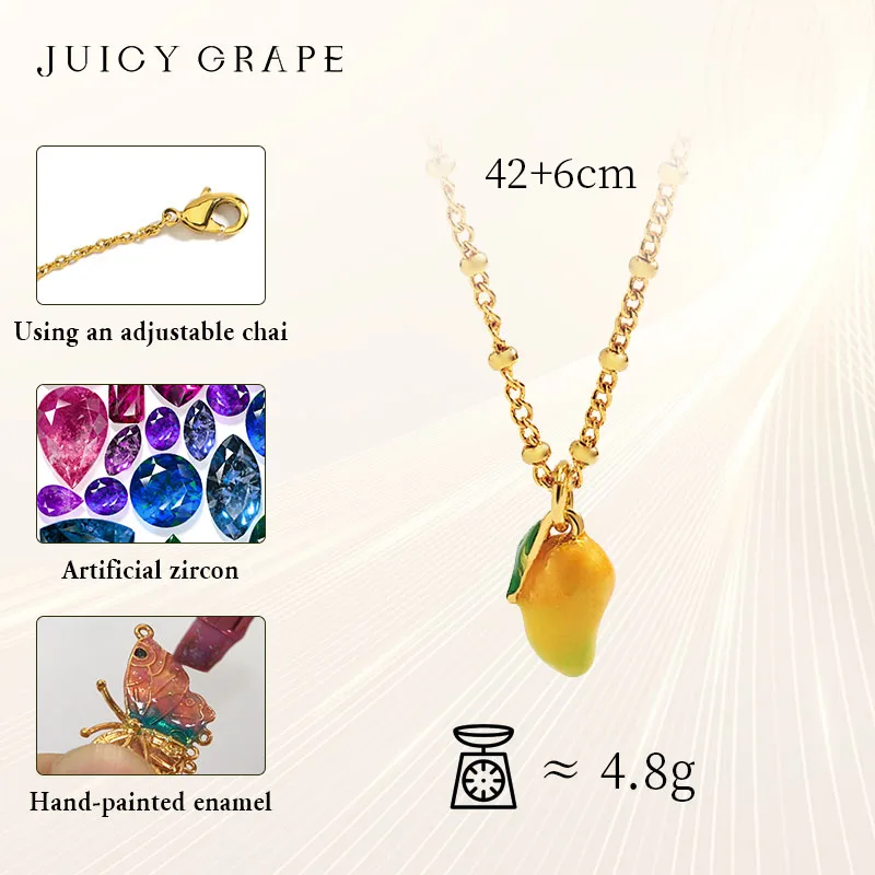 Juicy Grape Mangos Necklace Tropical Fruit Necklace Handmade Enamel Pendant Necklace Luxury Gift Birthday Party Engagement