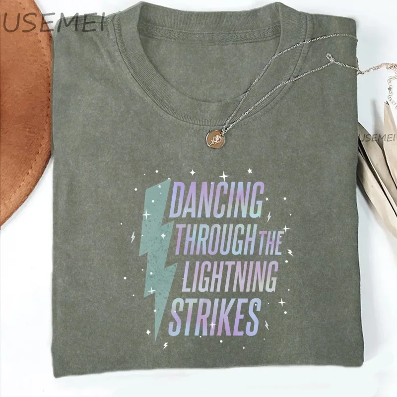 أوباليت فتاة الإستعراض تي شيرت الرقص من خلال البرق ضربات تي شيرت المرأة TS الجرافيك المحملة Wahshed موضة خمر الحفل تيز