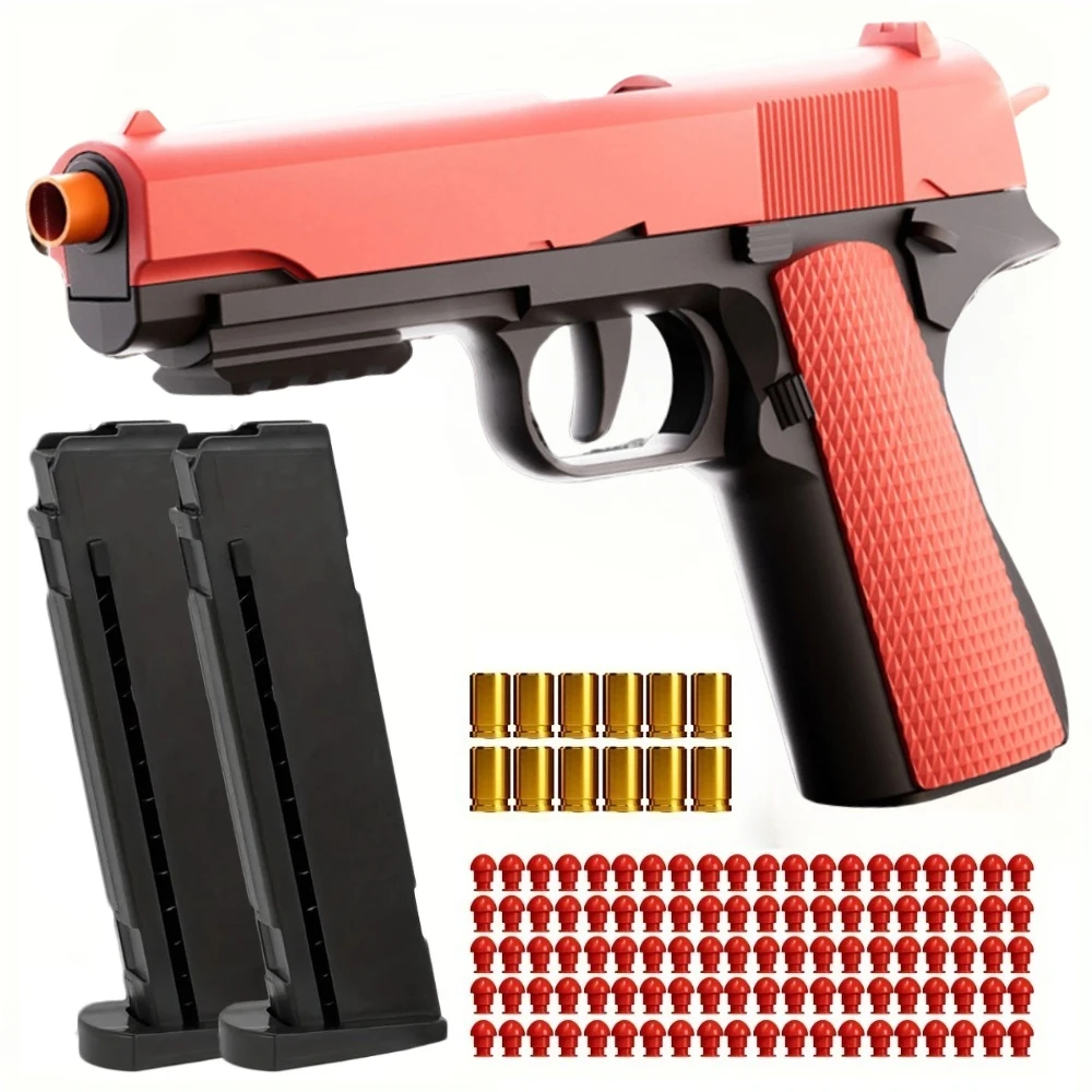 Colt 1911 Shell Pistola a proiettile morbido può essere fiammato Pistola giocattolo Giochi di tiro a pistola completamente automatici per ragazzi Regalo di Natale per bambini