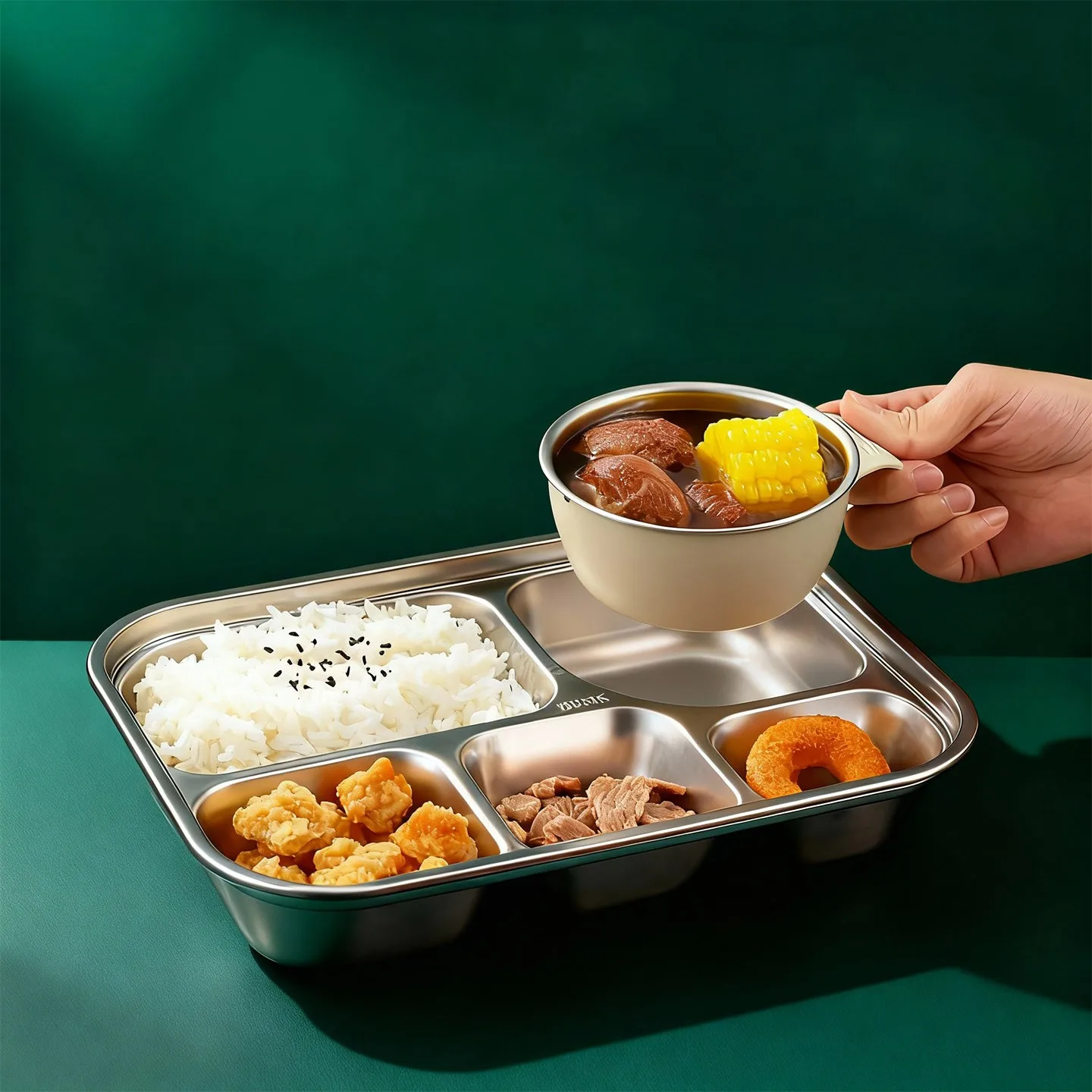 304 Stainless Steel Divided Bento Lunch Box Portable Sealed Fruit Salad Food Container For Kids Students Dinner Plate With Lid view 4