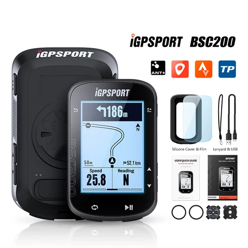 Ordenador inalámbrico para bicicleta, GPS IGPSPORT-ordenador inalámbrico BSC200 bsc 200 para bicicleta, velocímetro con GPS, odómetro,  pulgadas, ANT + APP, sincronización de pendiente, altitud Español Lengua española