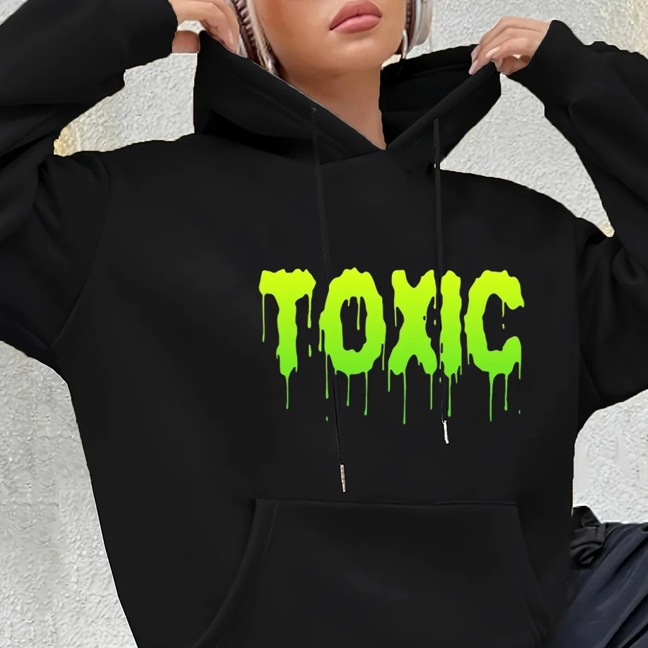 

Trendy Interesting Abstract Personalized Men Women Hoodies Minimalist Letter Toxic Printed Neutral Tops Loose Casual Sweatshirt
