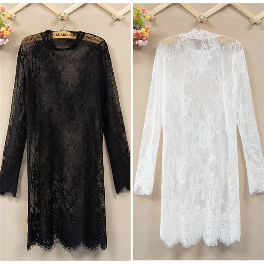 2025 novas mulheres blusa de renda de manga longa elegante senhora malha blusas oco para fora camisa básica topos pullovers fundo de fadas wz2425