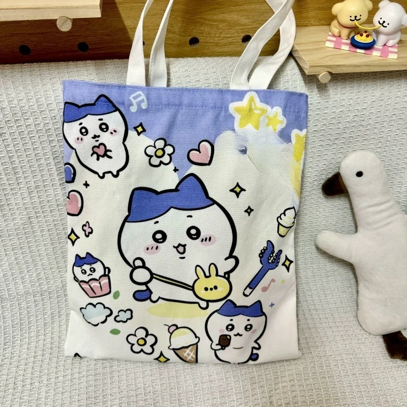 Momonga Style Canvas Bag with Large Capacity and Cute Cartoon Patterns Hachiware Usagi Handbag Perfect As A Gift for A Friend.