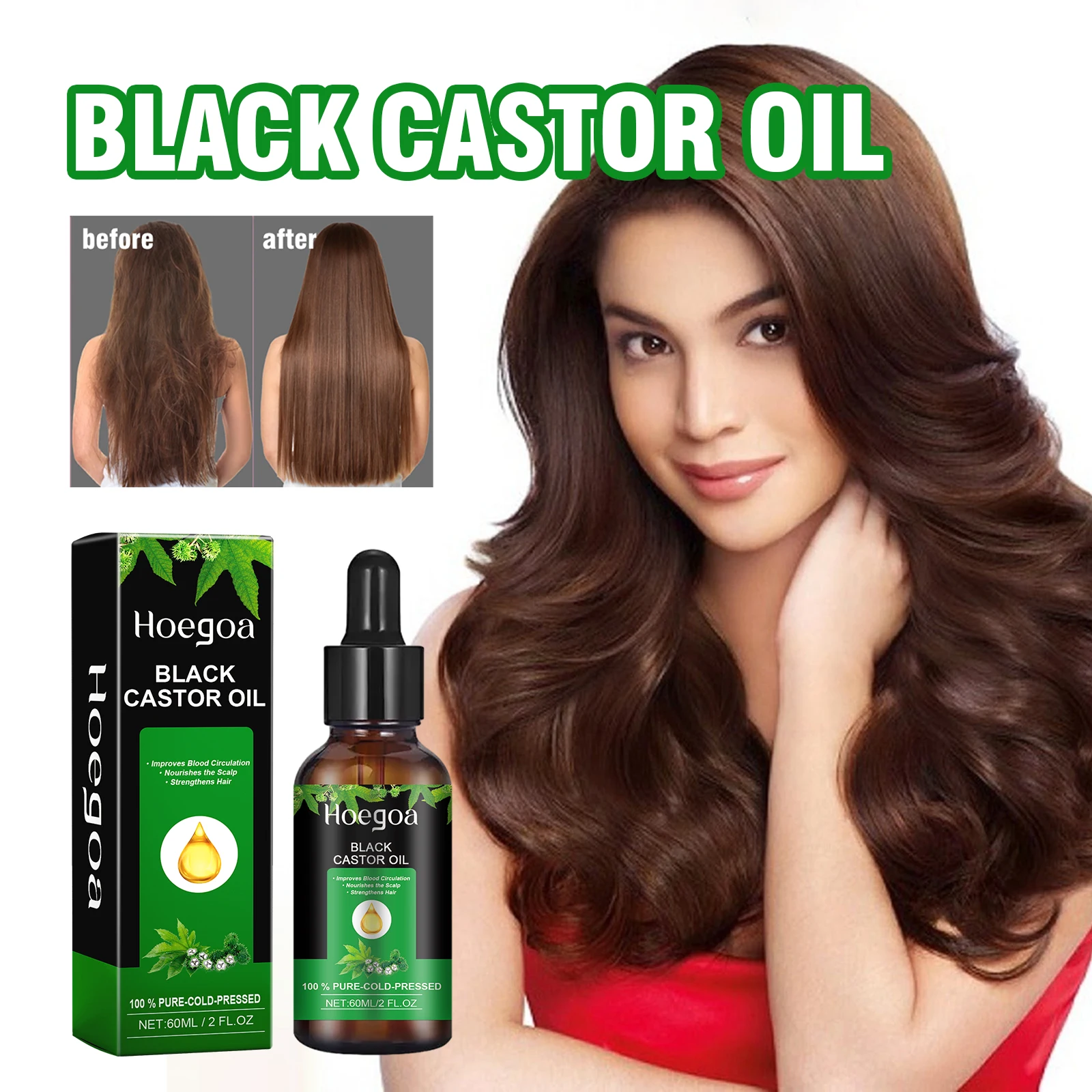 

Hoegoa Black Castor OilNourish Hair Prevent Moisture Scalp Solid Hair Strong Hair Black Castor Oil
