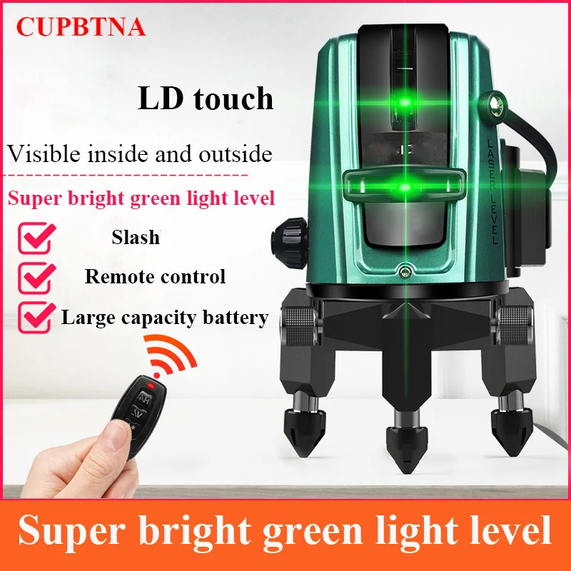 New Ultra Bright High Precision 5 Lines 6 Points Green Light Laser Level Construction Tools Laser Levelers With Remote Control