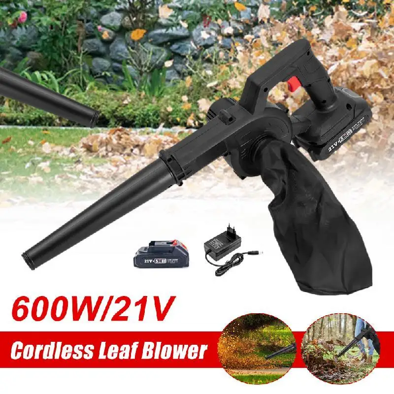 

21V Cordless Leaf Blower High Power Vacuum Cleaner Air Blower Electric Leaf Blower Brushed Dust Sweeper For Home Lawn Garden