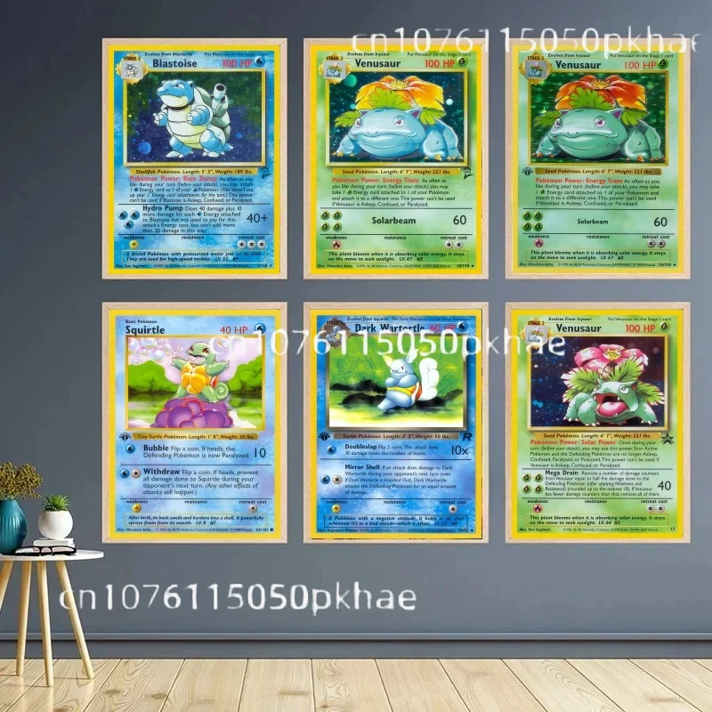 

Vibrant Pokémon Canvas Card Posters 1995 with Blastoise Venusaur Squirtle Detailed Art Perfect for Anime Fans Home Decoration