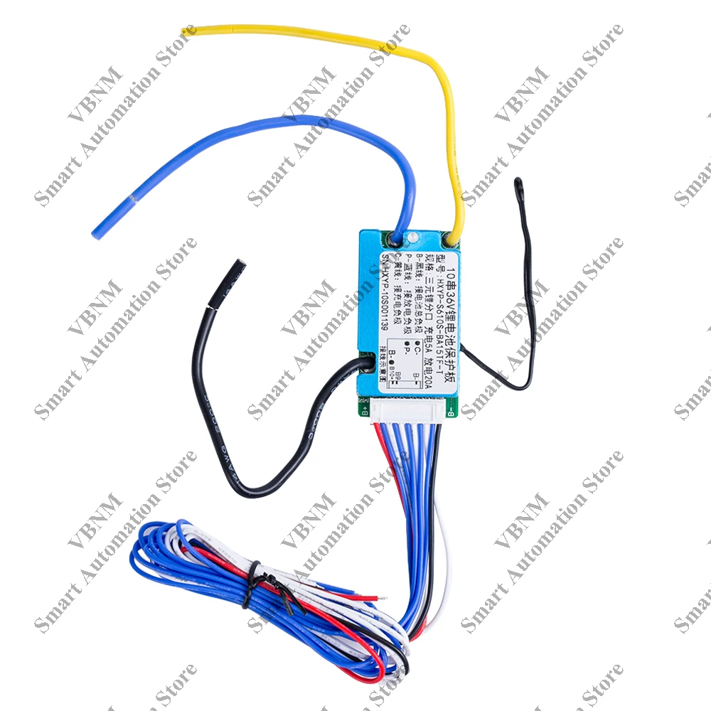 BMS 10S 20A 36V 37V 42V, для литий-ионного аккумулятора, с температурной защитой NTC, разделенный порт, зарядный разряд для электровелосипеда, 60,5*32,5*9 мм