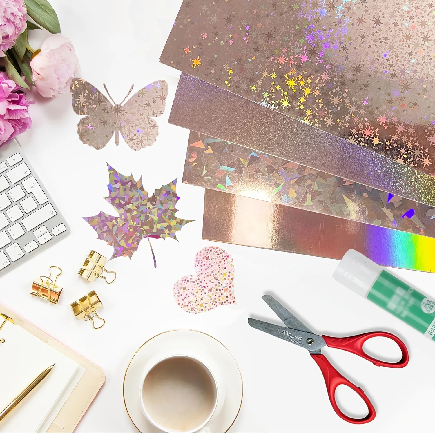 20 ورقة معدنية ثلاثية الأبعاد ورق ليزر 250GSM سكرابوكينغ تزيين لتقوم بها بنفسك مجلة غير المرغوب فيه ملصقات صنع البطاقات الكولاج