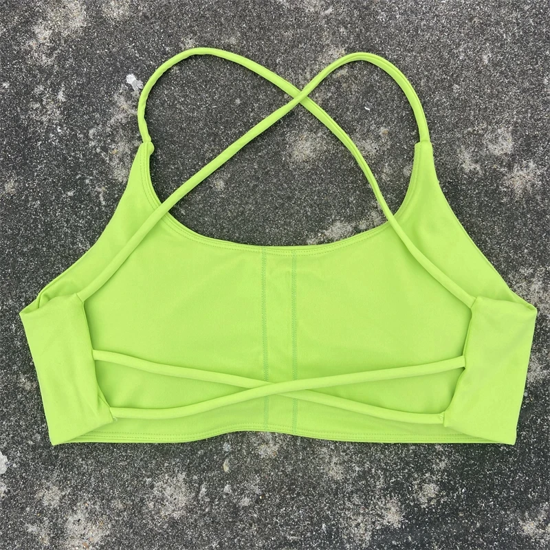 Solid Color Soft Women Fitness Sport yoga Bra Top Gym Yoga Back cross Athletic Four shoulder straps Tight Workout With Chest Pad