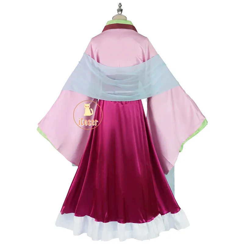 iCoser Maomao Cosplay Kostium Peruka Anime The Apothecary Diaries Różowa Sukienka Naszyjnik Kolczyki Spinka do Włosów Halloween Party dla Kobiet