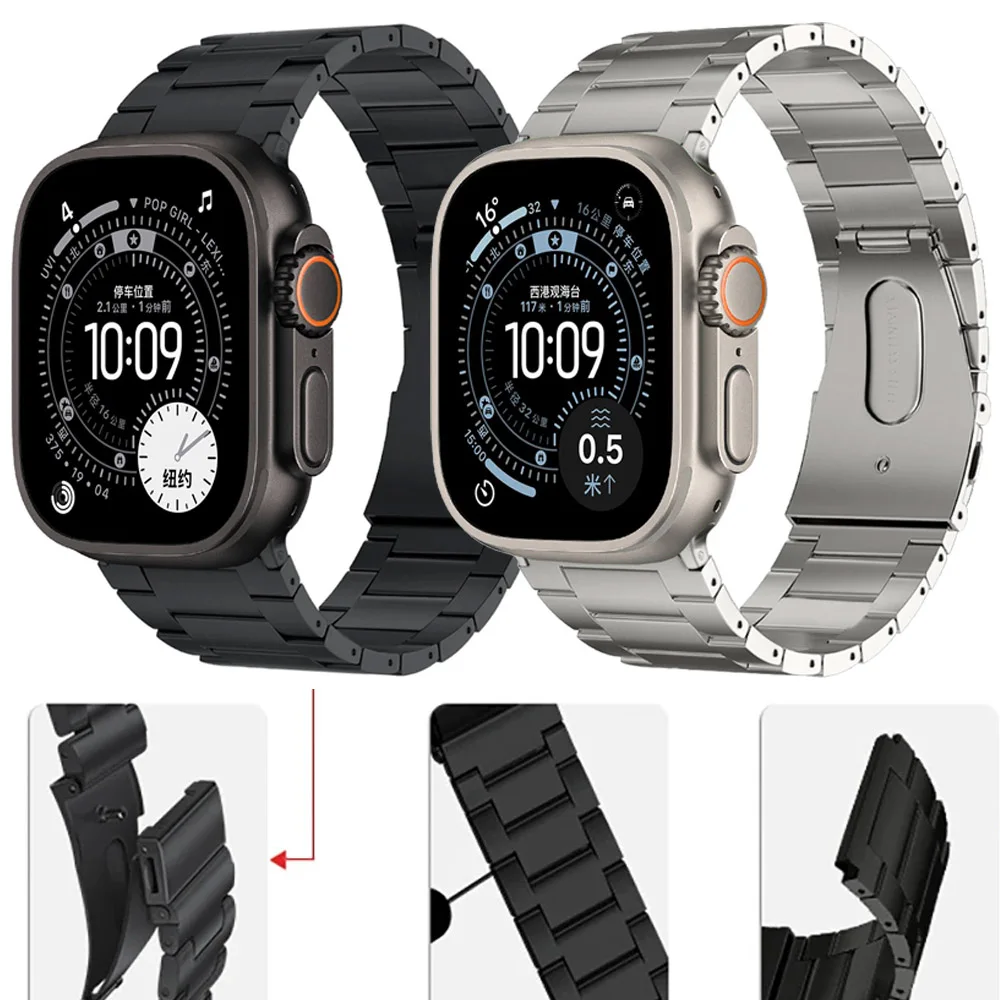 

Титановый металлический ремешок для Apple Watch Ultra 3 2 49 мм 10 42 мм 46 мм Браслет iWatch 6 5 SE 8 7 45 мм 41 мм 45 мм 41 мм 44 мм 40 мм