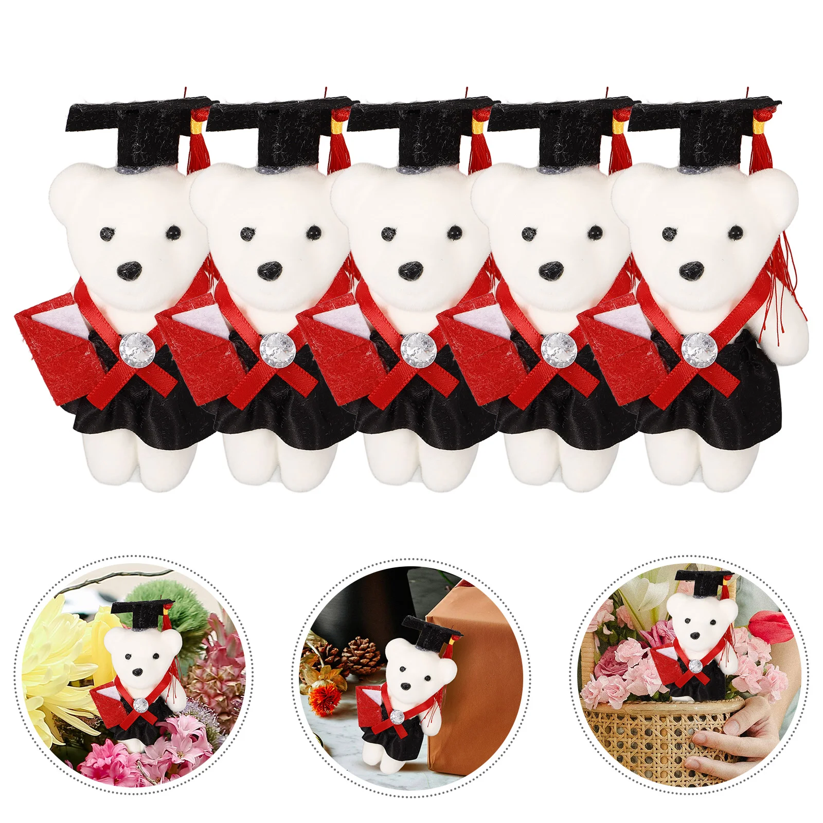 

5 Pcs Graduation Season Dr Bear DIY Flower Bouquet Commencement Presents Hat Bears Foam Ceremony Ornament