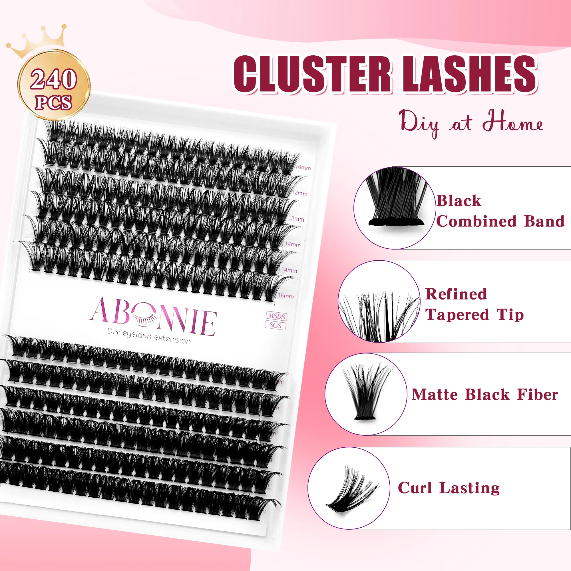 LAKANAKU DIY Lash Kit Segment Wimpern 20D 30D 40D Einzelne Cluster Seide Flauschige Fans Knoten Kostenlose Wimpern Diy Wimpern Verlängerung