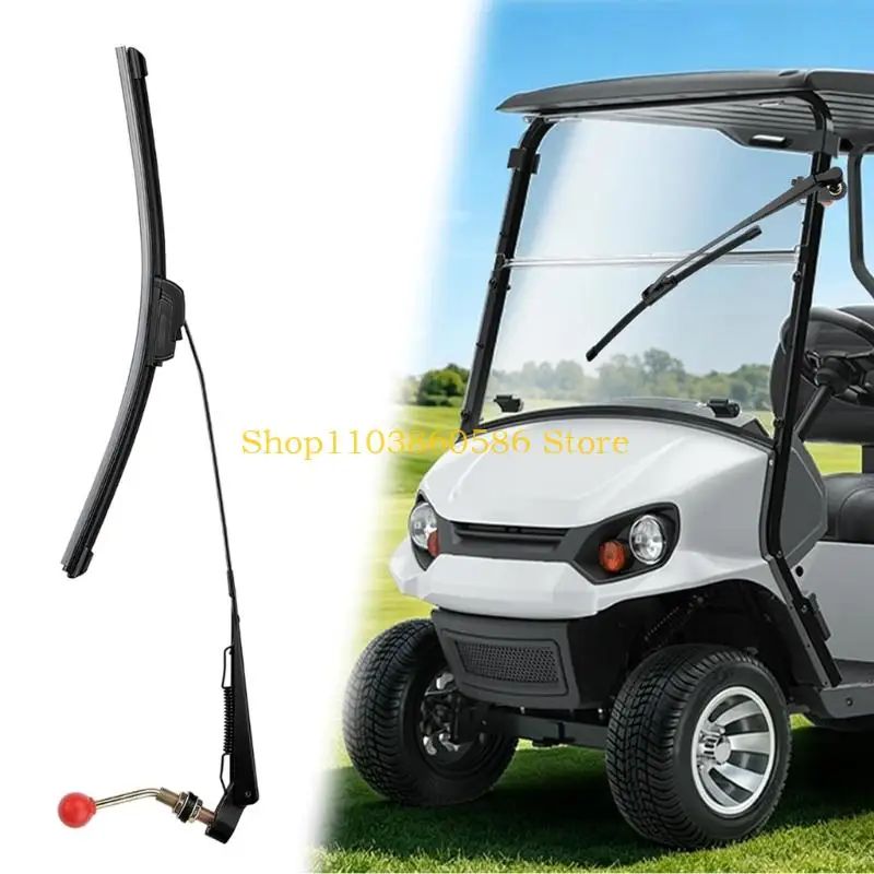 242A Hand Crank Windshield Wiper Assembly, Manual 16 Inch Single Wiper Kit with Threaded Mounting Base for UTV Glass Clearing