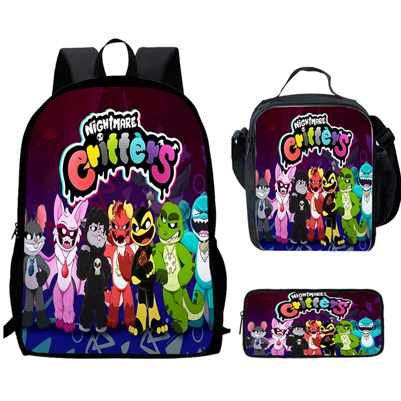

Cartoon N-nig-htm-are Child School Backpack With Lunch Bags Pencil Bags For Age 4-9,Light Weight School Bags For Boys Girls