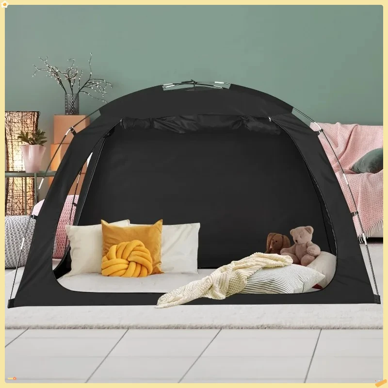 

Twin Size Bed Tent, Light Reducing & Breathable Canopy with 2 Doors for Adults, Kids Privacy, Black