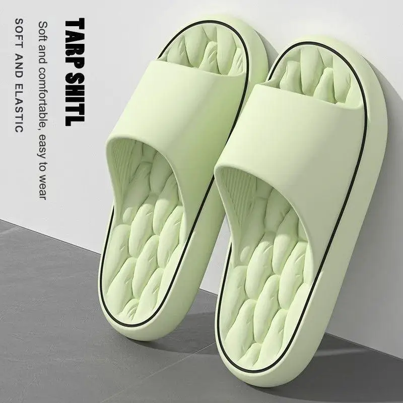 Lightweight soft slippers simple fashionable flip-flops EVA elastic shoes colorful simple hollow bathroom sandals water leakage