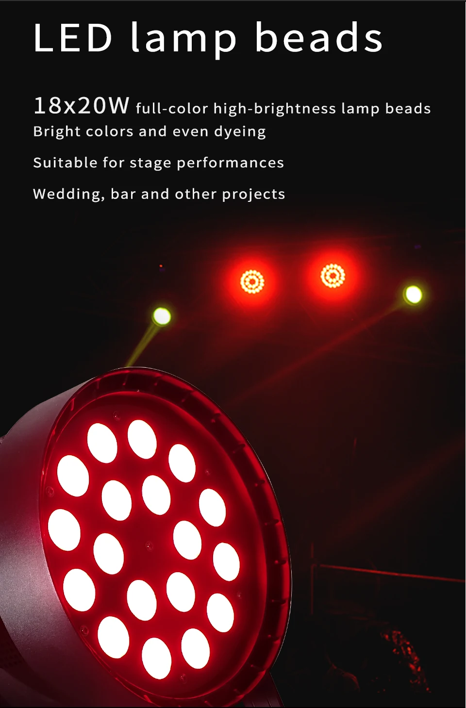 18x20W RGBW 4 in 1 LED Par Licht Einzelnes 20W Hochleistungs-Aluminium-Bühnenlicht DMX-gesteuertes Club Hotel DJ Disco-Licht – Detail 5