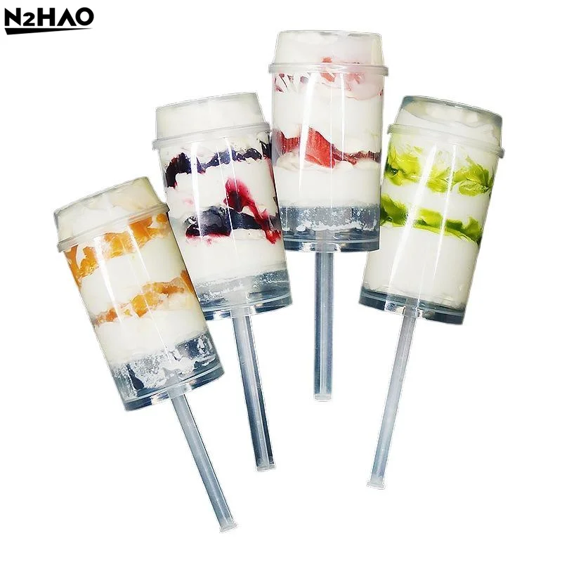10pcs Pushable Cake Holders Diy Push Cake Mold Cylinder Shaped Cake Pusher Push Pops Plastic Containers With Lids For Kitchen view 6
