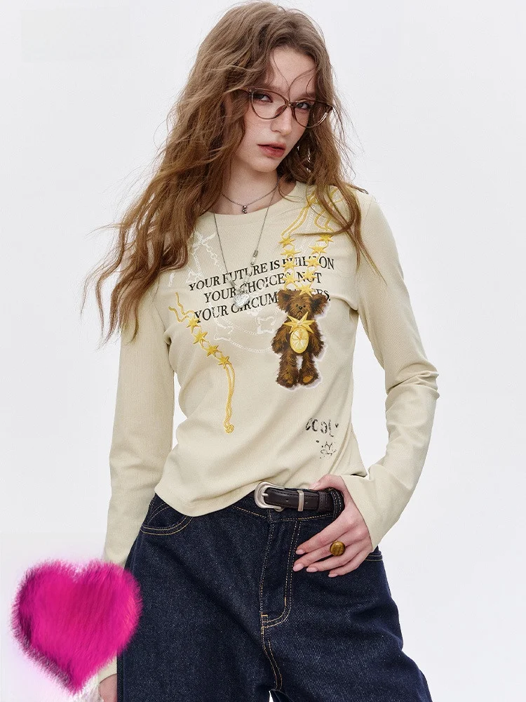 

Облегающая женская футболка-топ для ношения под одеждой, осенний повседневный стиль, из смесового хлопка, с узлом и геометрическим узором