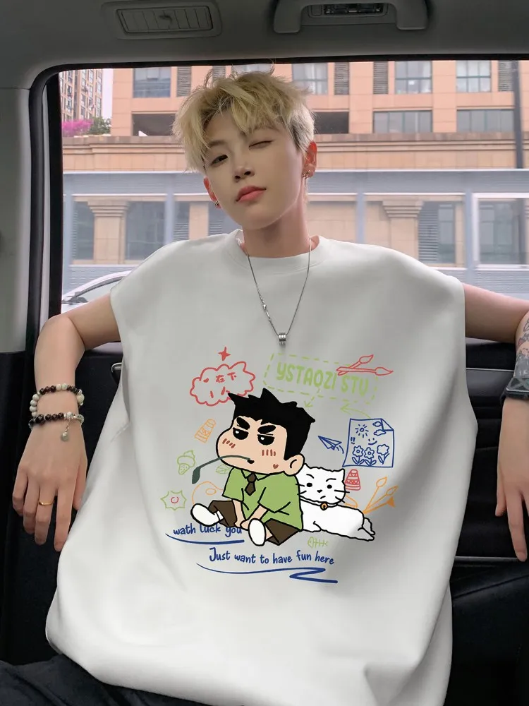 

Suede Vest Men Summer New Sport Loose Svel T-irt American Trendy Brand Hurdle Versatile Crossbar Sweatirt