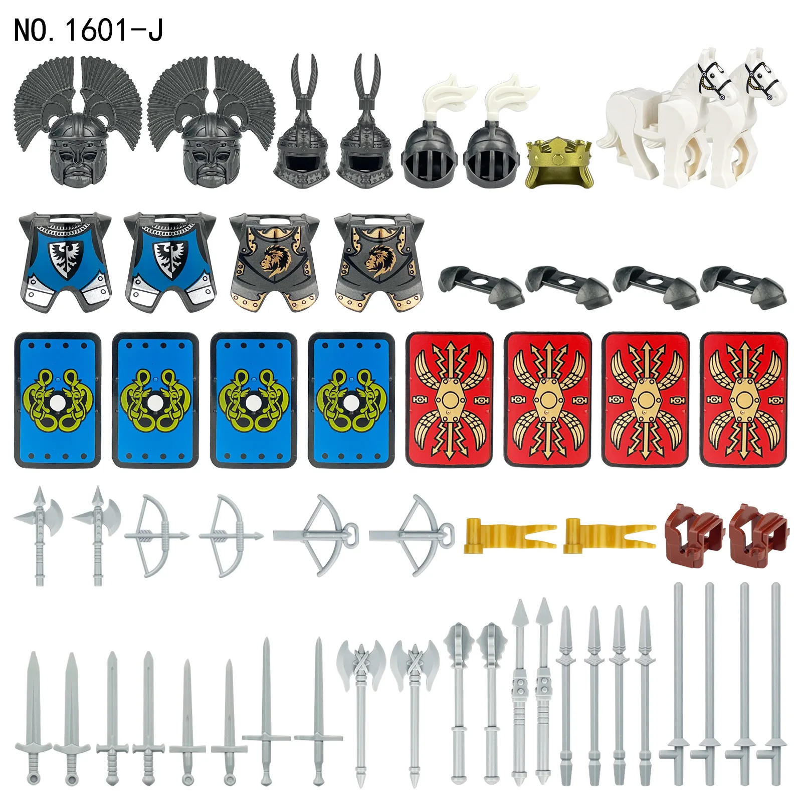 Medieval Building Blocks Solider Knights Weapons Equipments Mount War-Horse Wolf Flag Vests Shields Fiery Dragon Blocks Kits