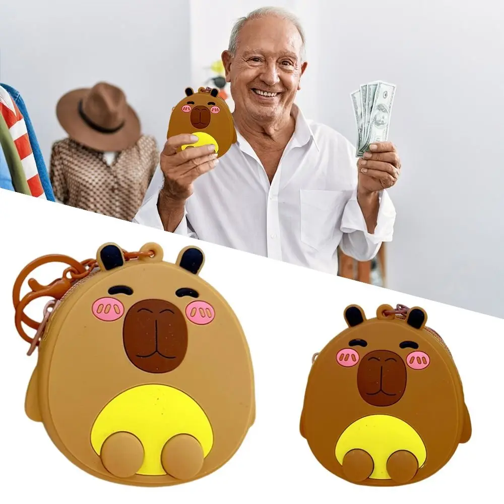 

New Cartoon Capybara Coin Purse Portable Lightweight Key Bag Key Buckle Storage Bag Unisex