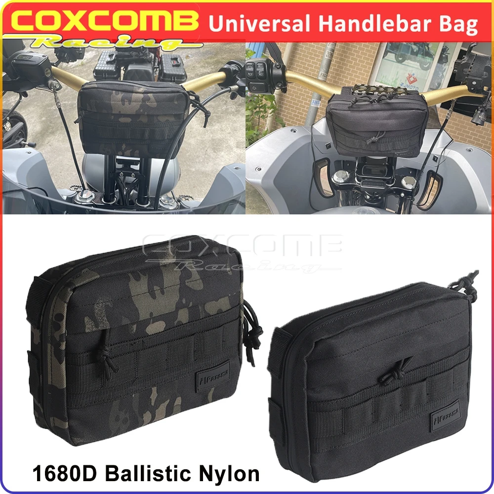 1680D Waterproof Handlebar Bag Motorcycle Bicycle Front T-bar Sissy Bar Storage Travel Pannier Bags Pack For Harley Softail Dyna