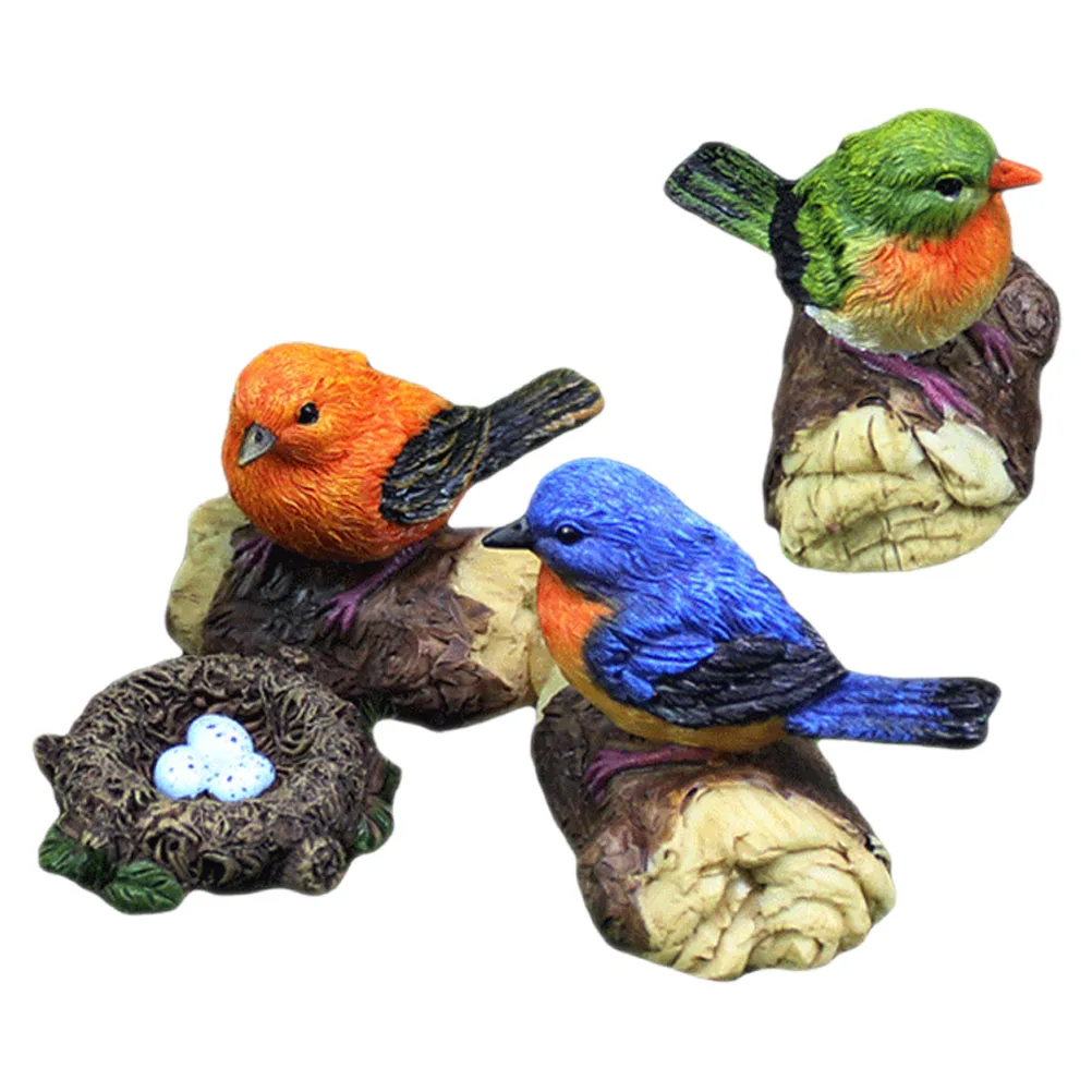 

Lifelike Simulated Birds Resin Statue Mini Bird Nest White Box 3 Colors Decorative Adornment for Garden Yard Artificial