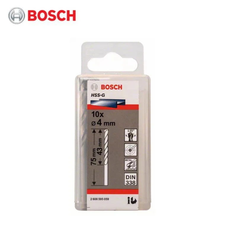 

Сверла из высокоскоростной стали Bosch 2608585881 с кобальтом, 10 шт. (4,1 мм), специально используются для нержавеющей стали