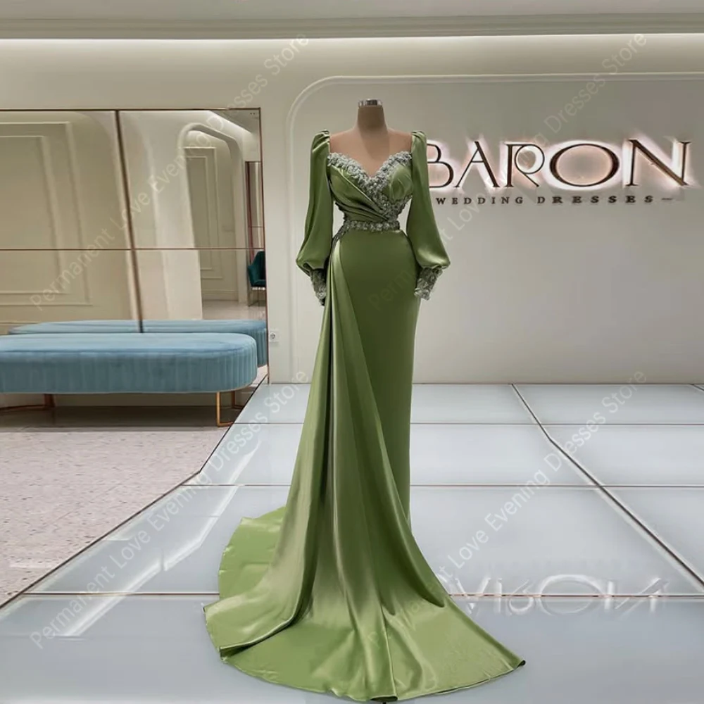 

2026 Великолепные женские вечерние платья русалки с милым воротником и длинными рукавами, платья для выпускного вечера, коктейльная вечеринка, Vestido De Noche по индивидуальному заказу