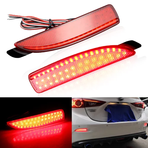 Imagen 1 del producto 2 uds. Luz LED antiniebla trasera de coche de alto brillo para Mazda 3 Axela 2014 - 2018 Reflector de luz de freno automático multifunción 12V