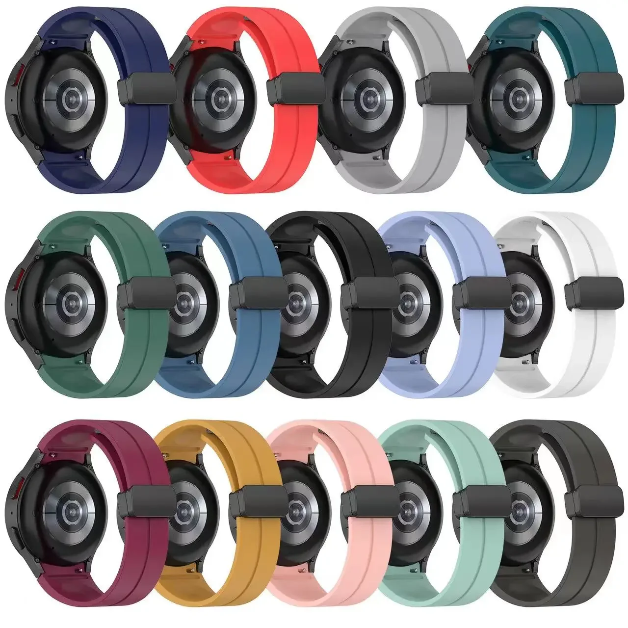 ไม่มีช่องว่างสายซิลิโคนสำหรับ Samsung Galaxy Watch 7/6/5/4/5 Pro 40mm 44mm 45mm สร้อยข้อมือแม่เหล็กต้นฉบับสำหรับนาฬิกา6 4 CLASSIC