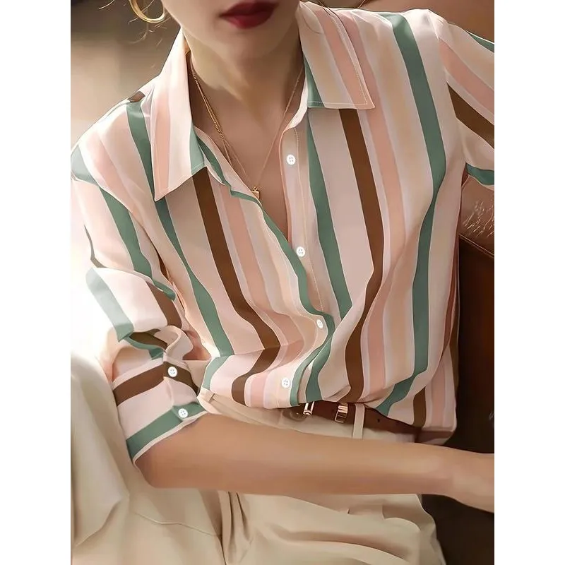 

Мужская полосатая рубашка на пуговицах с принтом. Женская модная повседневная одежда Ne ort Sve из искусственной кожи с застежкой на талии.